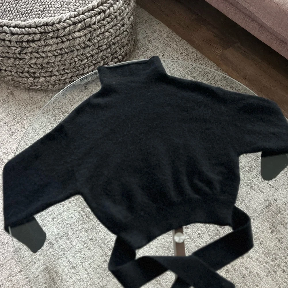 Aritzia Wilfred Lorin Black Wool Knit Alpaca Formal Evening Cozy Sweater Size XS - Picture 13 of 16